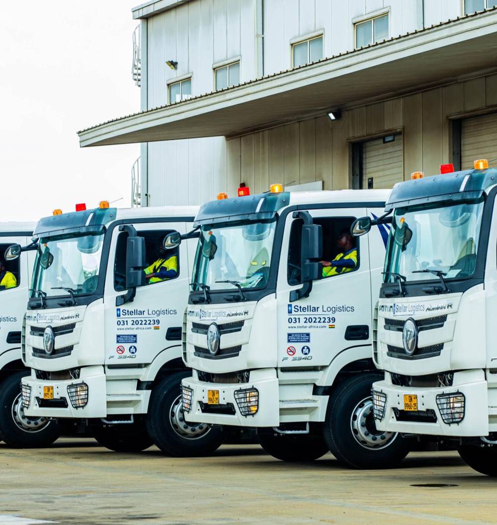 Stellar fleet of white tractor units