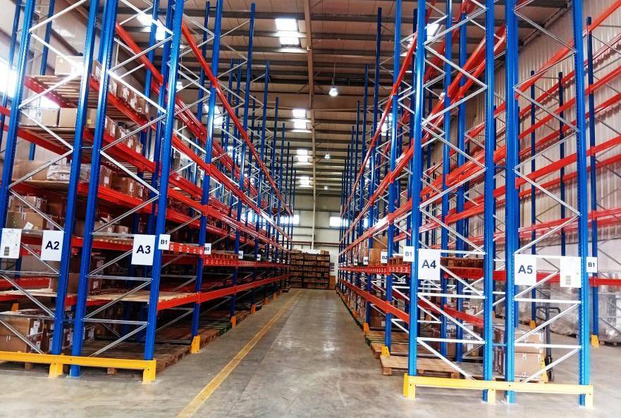 Racked storage aisles in the Tema distribution centre
